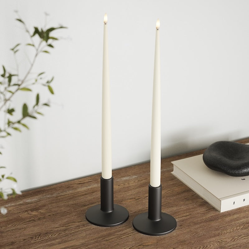 Deluxe Homeart LED Shiny Dinner candle with Varnish, 2 pcs (38 cm) Cream