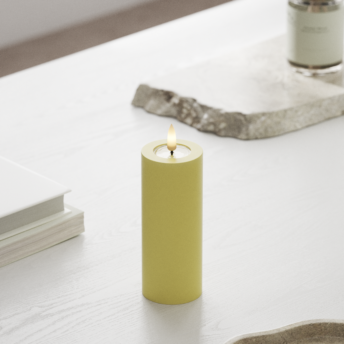 Deluxe Homeart LED Pillar candle Ø 5 x 12.5 cm Light Yellow LED Pillar candle 1
