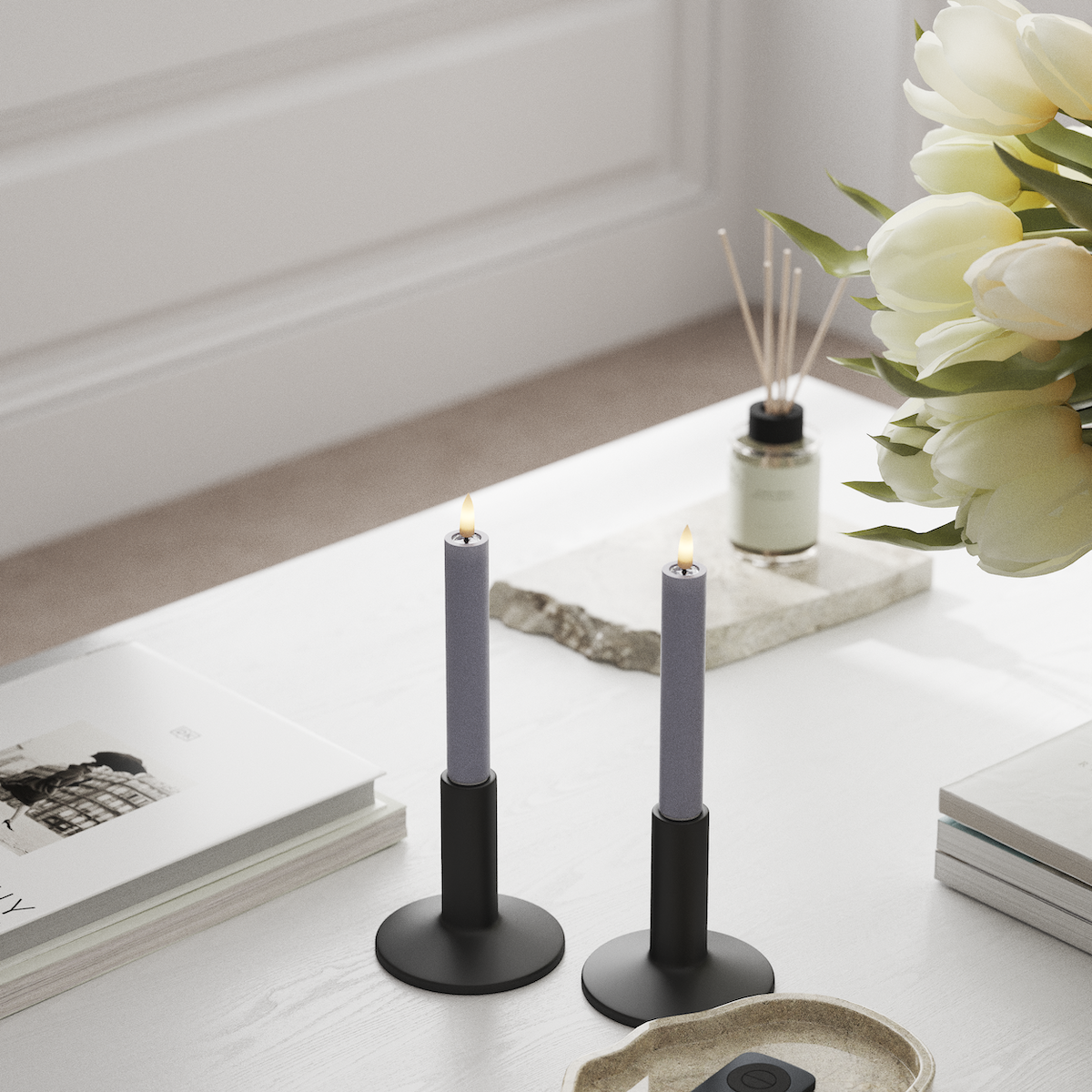 Deluxe Homeart LED φωτιστικό κορώνας 2 τμχ, Ø 2 x 15 cm Ξεθωριασμένο μπλε Φως κορώνας LED 1