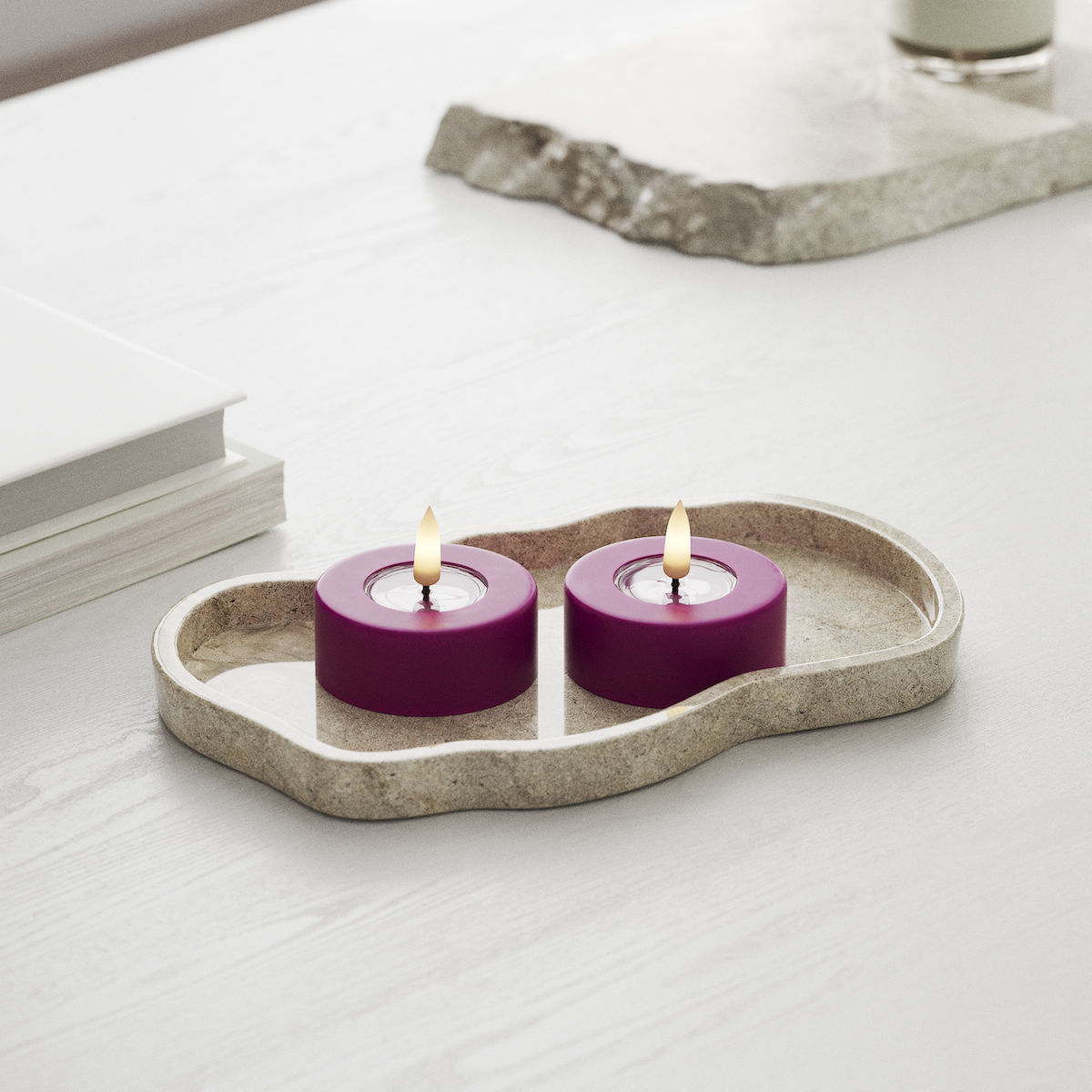 Deluxe Homeart LED Jumbo čajové svíčky 2 ks. Velký Fialová LED jumbo čajová svíčka 1