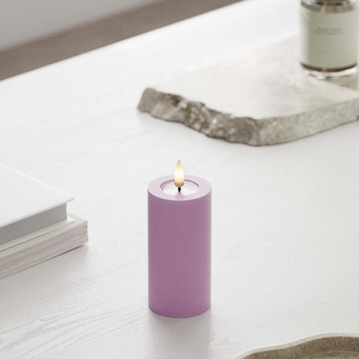 Deluxe Homeart LED Pillar candle Ø 5 x 10 cm Lavender LED Pillar candle 1