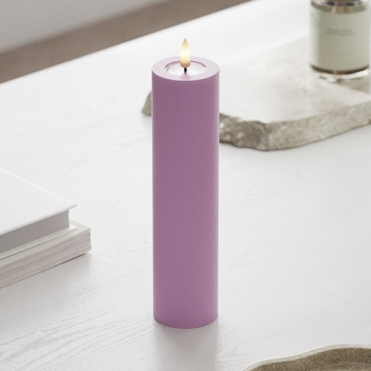 Deluxe Homeart LED Pillar candle Ø 5 x 20 cm Lavender LED Pillar candle 1
