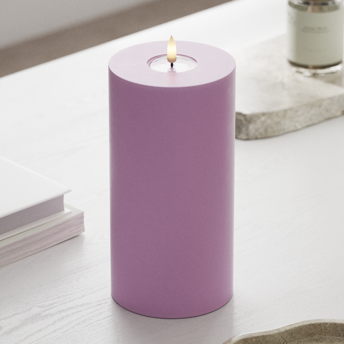 Deluxe Homeart LED Pillar candle Ø 10 x 20 cm Lavender LED Pillar candle 1