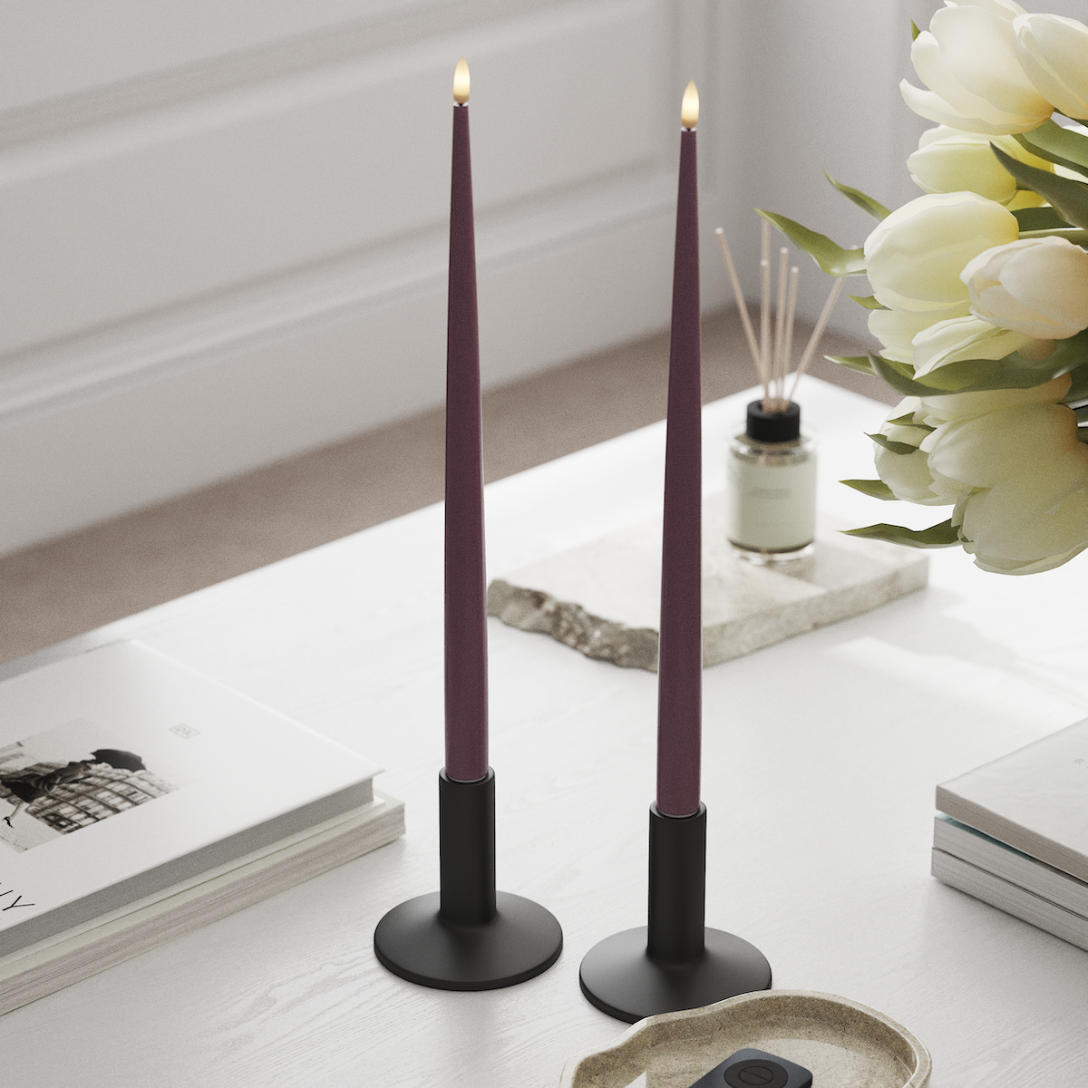 Deluxe Homeart LED Ljus Med Lack med Lack, 2 st 38 cm Ljuslila LED Ljus Med Lack 1