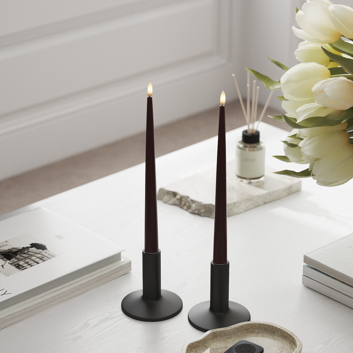 Deluxe Homeart Lakiga LED küünlavalgus, 2 tk 28 cm Burgundia LED küünlavalgus 1