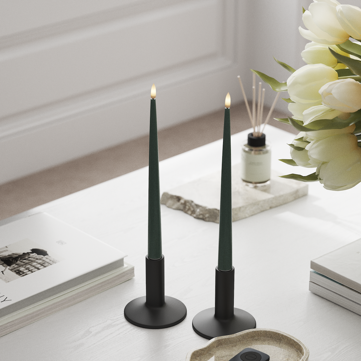 Deluxe Homeart LED světlo na svíčku s lakem, 2 kusy 28 cm Jadeitově zelená LED světlo na svíčku 1