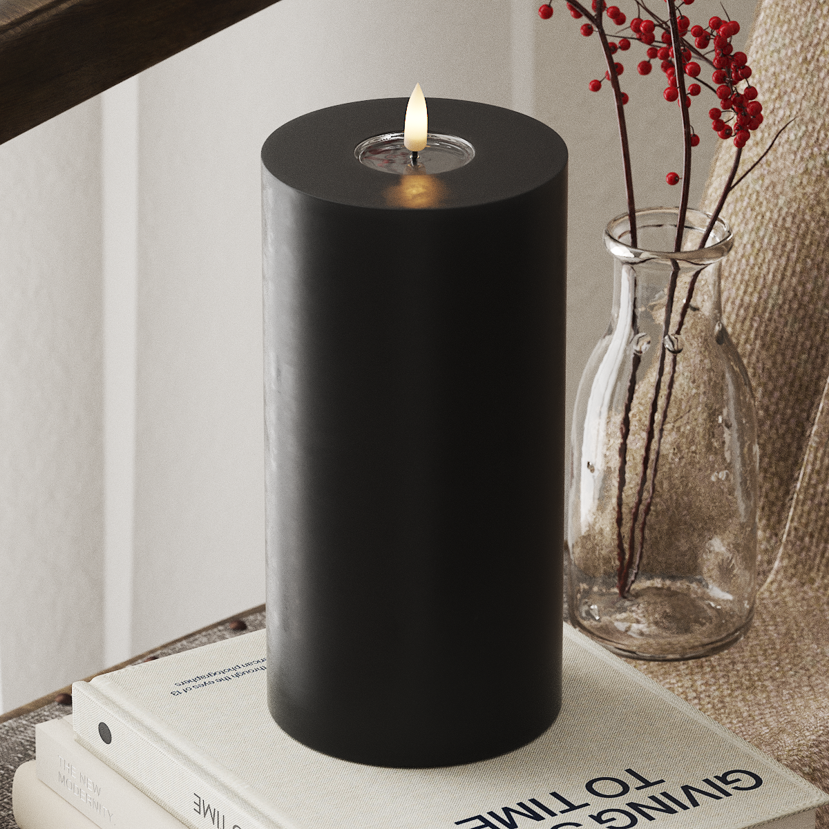 Deluxe Homeart LED Pillar candle Ø 10 x 20 cm Black LED Pillar candle 4