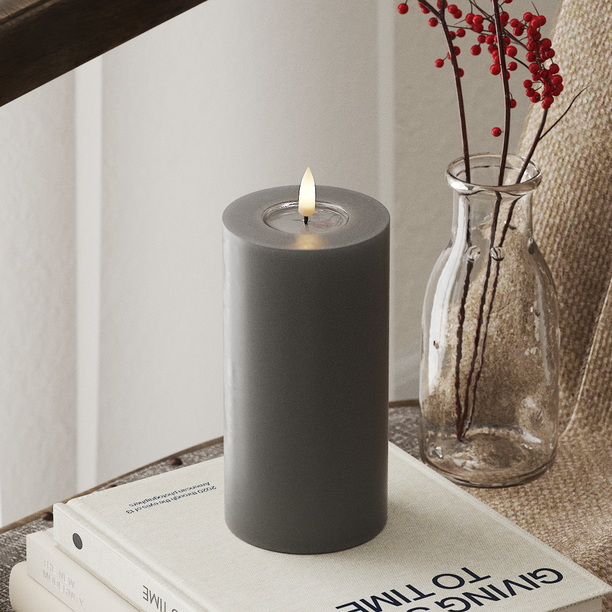 Deluxe Homeart LED Pillar candle Ø 7.5 x 15 cm Gray LED Pillar candle 4