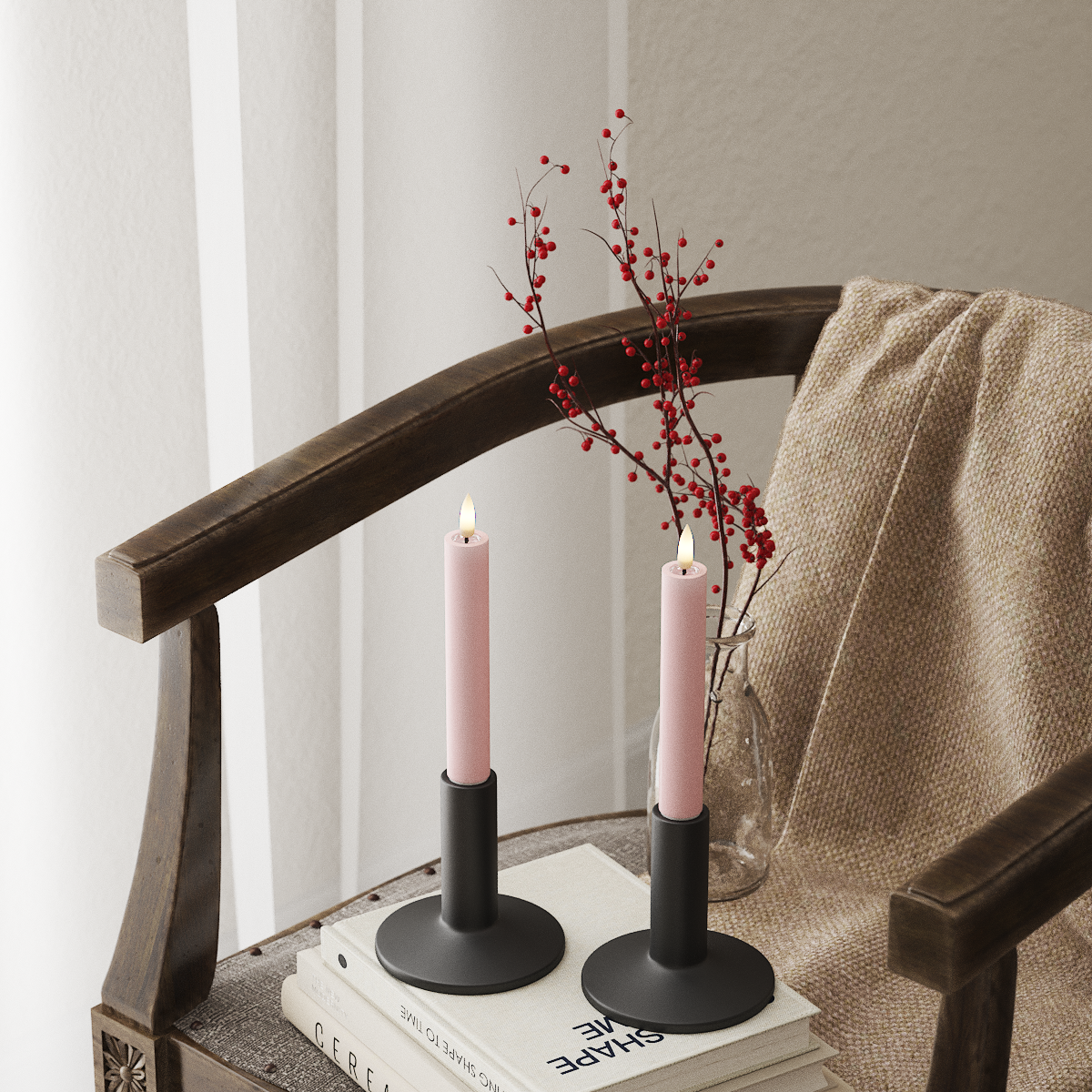 Deluxe Homeart LED φωτιστικό κορώνας 2 τμχ, Ø 2 x 15 cm Ανοιχτό ροζ Φως κορώνας LED 4