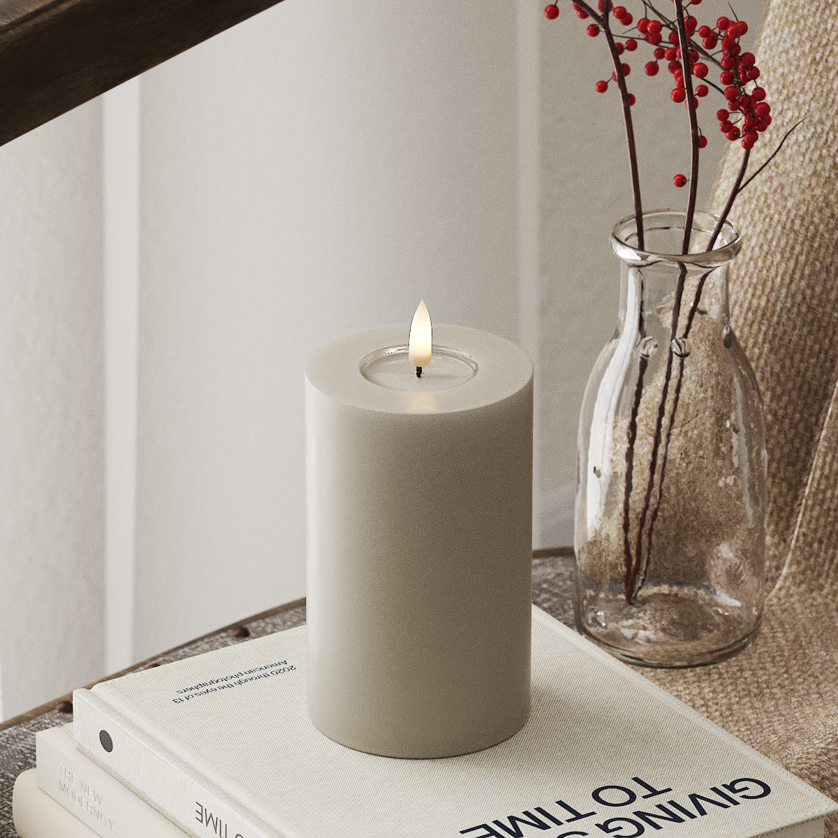 Deluxe Homeart LED blokové světlo Ø 7,5 x 12,5 cm Písková LED blokové světlo 4