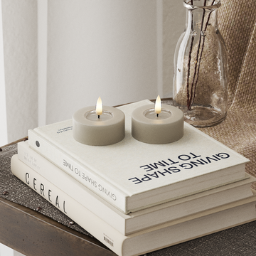 Deluxe Homeart LED Jumbo Tealight candle 2 pieces Large Sand LED jumbo Tealight candle 4