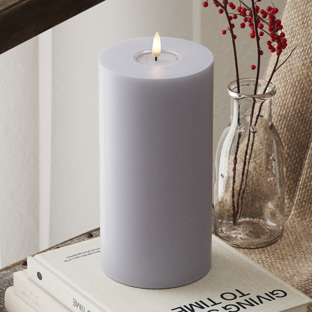 Deluxe Homeart Φωτιστικό μπλοκ LED Ø 10 x 20 cm Ξεθωριασμένο μπλε Φως μπλοκ LED 4