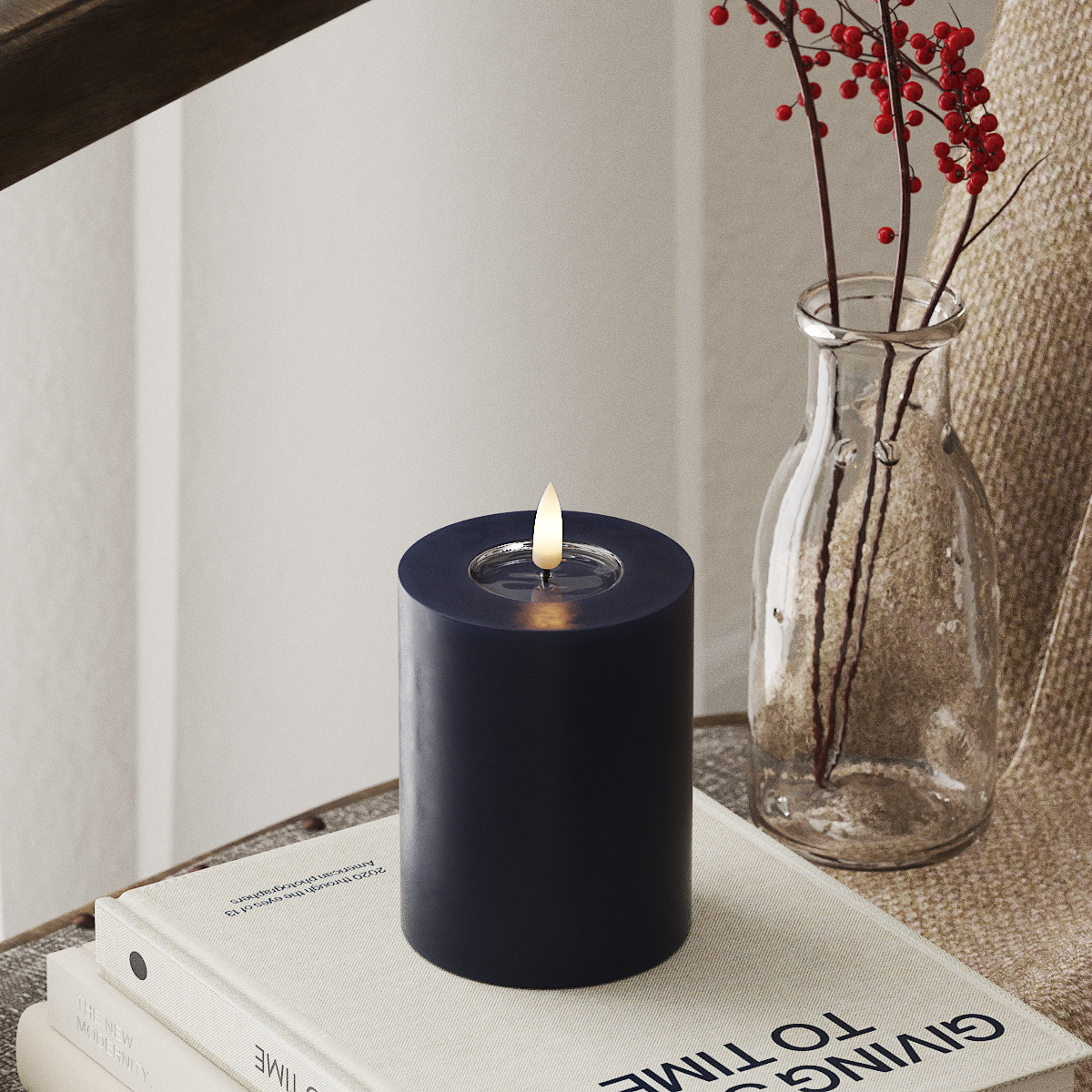 Deluxe Homeart LEDs Vela pilar Ø 7,5 x 10 cm Azul real LEDs Vela pilar 4