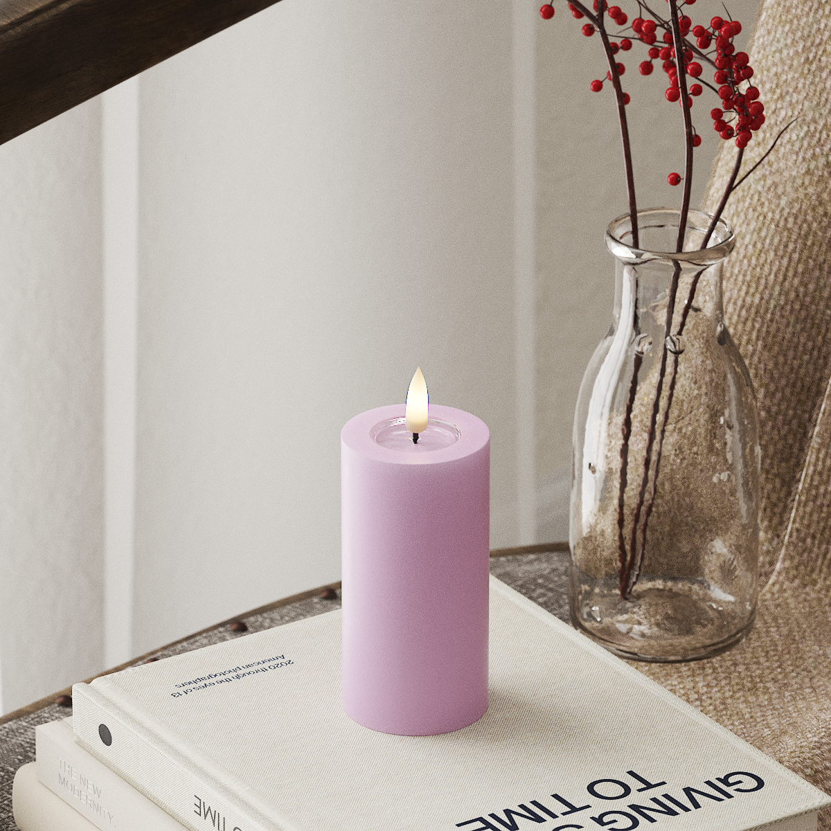 Deluxe Homeart LED Pillar candle Ø 5 x 10 cm Lavender LED Pillar candle 4