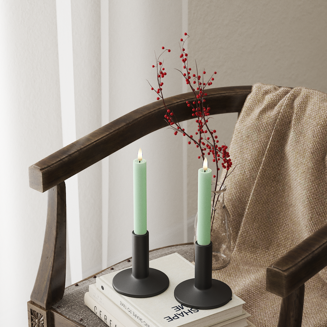 Deluxe Homeart LED Kronelys 2 stk, Ø 2 x 15 cm Mint LED kronelys 4