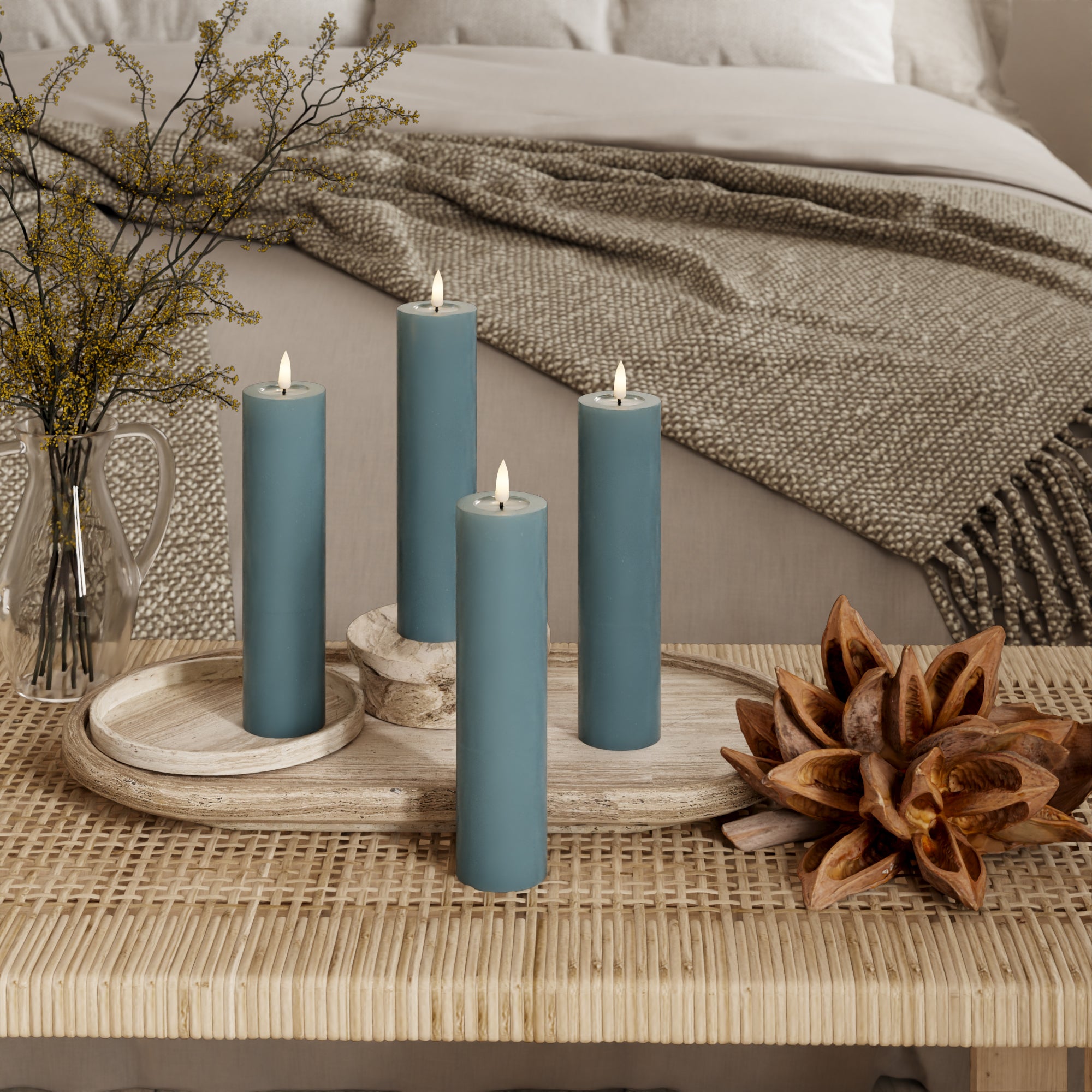 LED bloková světla Ø 5 x 20 cm Jadeitově zelená - 4 ks