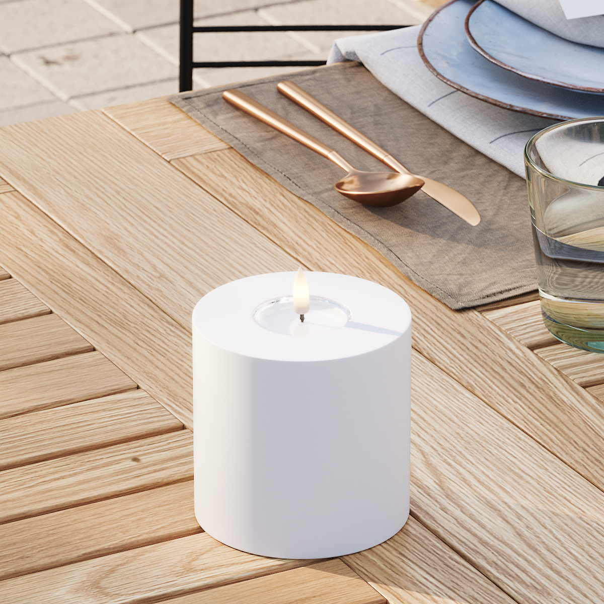 Deluxe Homeart LED externo Vela pilar Ø 10 x 10 cm Branco Luz LED para exterior Vela pilar 3