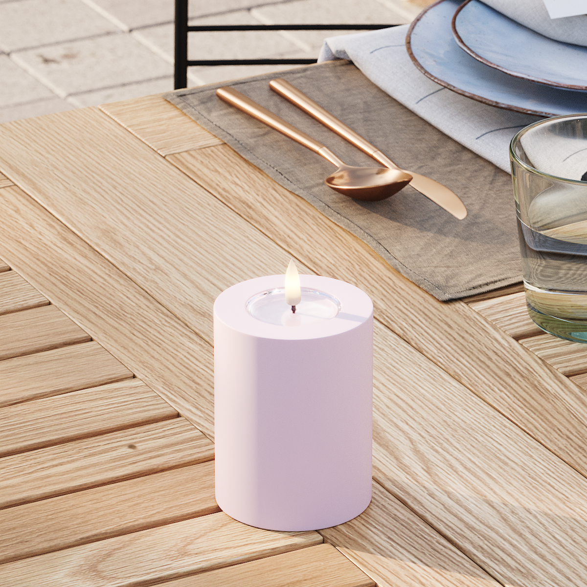 Deluxe Homeart Φωτιστικό μπλοκ LED εξωτερικού χώρου Ø 7,5 x 10 cm Ξεθωριασμένο κόκκινο Φως μπλοκ εξωτερικού φωτός LED 3