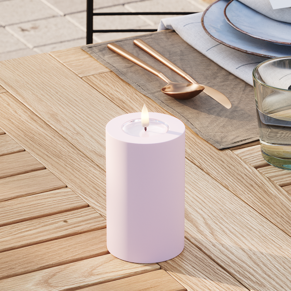 Deluxe Homeart Φωτιστικό μπλοκ LED εξωτερικού χώρου Ø 7,5 x 12,5 cm Ξεθωριασμένο κόκκινο Φως μπλοκ εξωτερικού φωτός LED 3