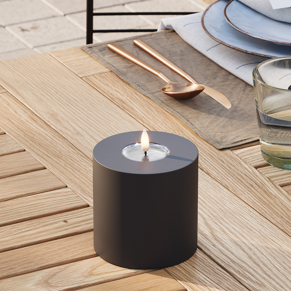 Deluxe Homeart Venkovní LED blokové světlo Ø 10 x 10 cm Černá LED venkovní světelné blokové světlo 3