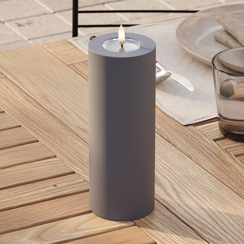 Deluxe Homeart Outdoors LED Pillar candle Ø 7.5 x 20 cm Gray