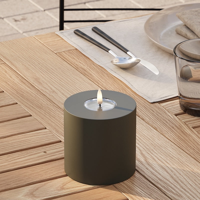 Deluxe Homeart Outdoors LED Pillar candle Ø 10 x 10 cm Dark Green LED outdoor light Pillar candle 2