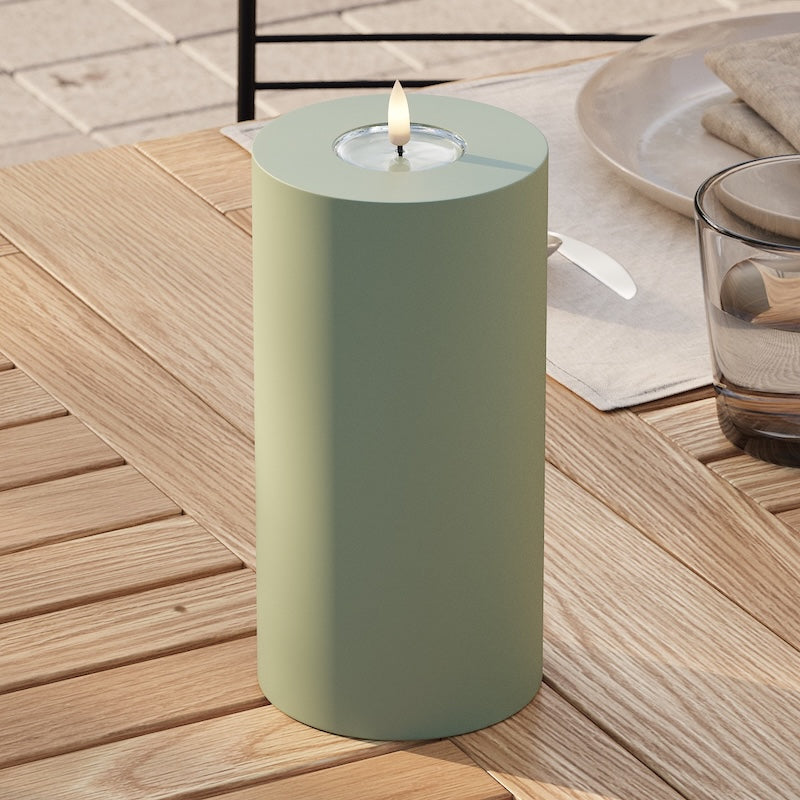 Deluxe Homeart Outdoors LED Pillar candle Ø 10 x 20 cm Dusty Green LED outdoor light Pillar candle 2
