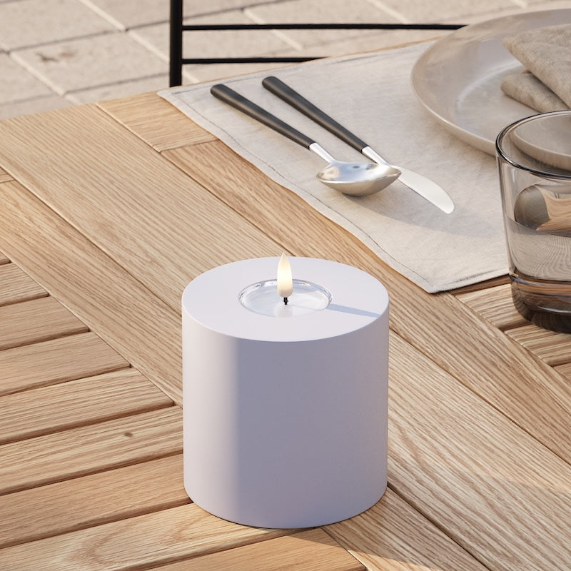 Deluxe Homeart Outdoors LED Pillar candle Ø 10 x 10 cm Dusty Blue LED outdoor light Pillar candle 2