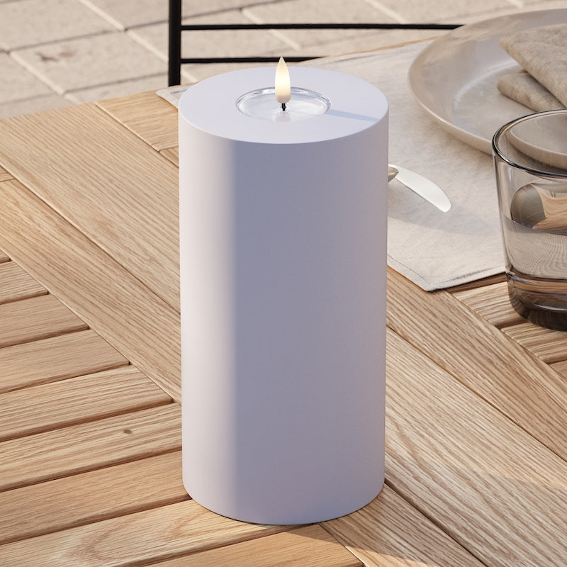Deluxe Homeart Outdoors LED Pillar candle Ø 10 x 20 cm Dusty Blue LED outdoor light Pillar candle 2