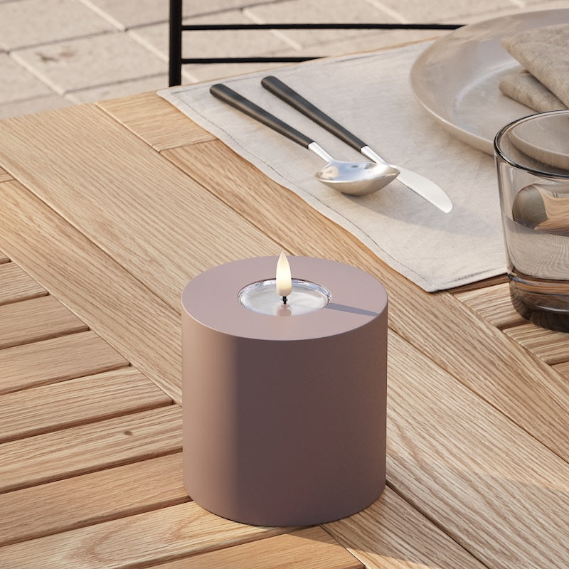 Deluxe Homeart Outdoors LED Pillar candle Ø 10 x 10 cm Mocha LED outdoor light Pillar candle 2