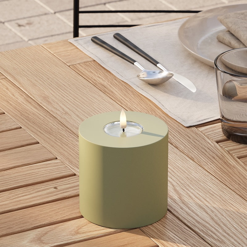 Deluxe Homeart Outdoors LED Pillar candle Ø 10 x 10 cm Olive Green LED outdoor light Pillar candle 2