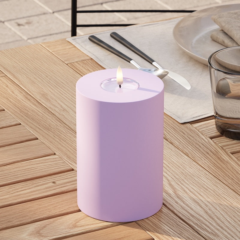 Deluxe Homeart Outdoors LED Pillar candle Ø 10 x 15 cm Lavender LED outdoor light Pillar candle 2
