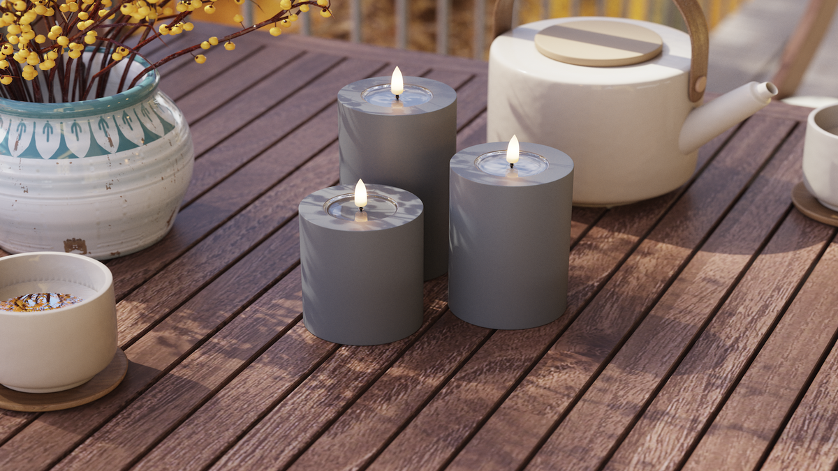 LED Outdoor light Pillar candle With lifelike LED flame