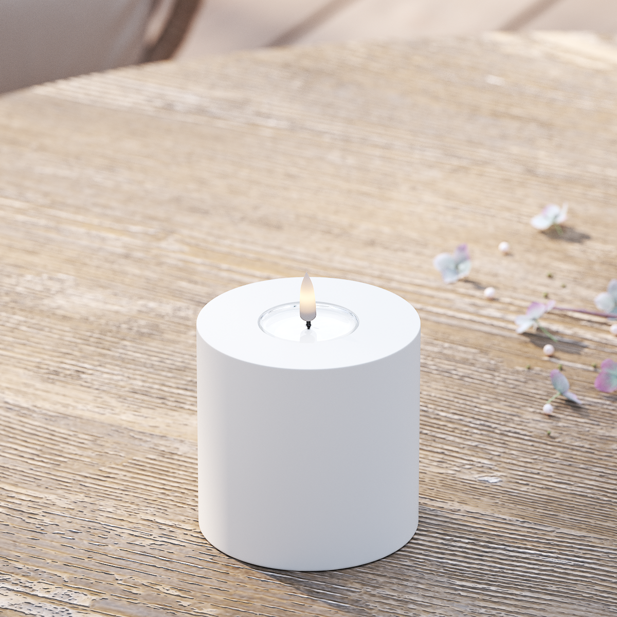 Deluxe Homeart LED externo Vela pilar Ø 10 x 10 cm Branco Luz LED para exterior Vela pilar 2