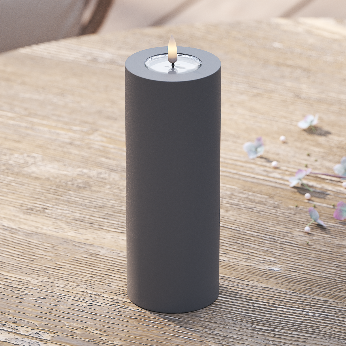 Deluxe Homeart Outdoors LED Pillar candle Ø 7.5 x 20 cm Gray LED outdoor light Pillar candle 2