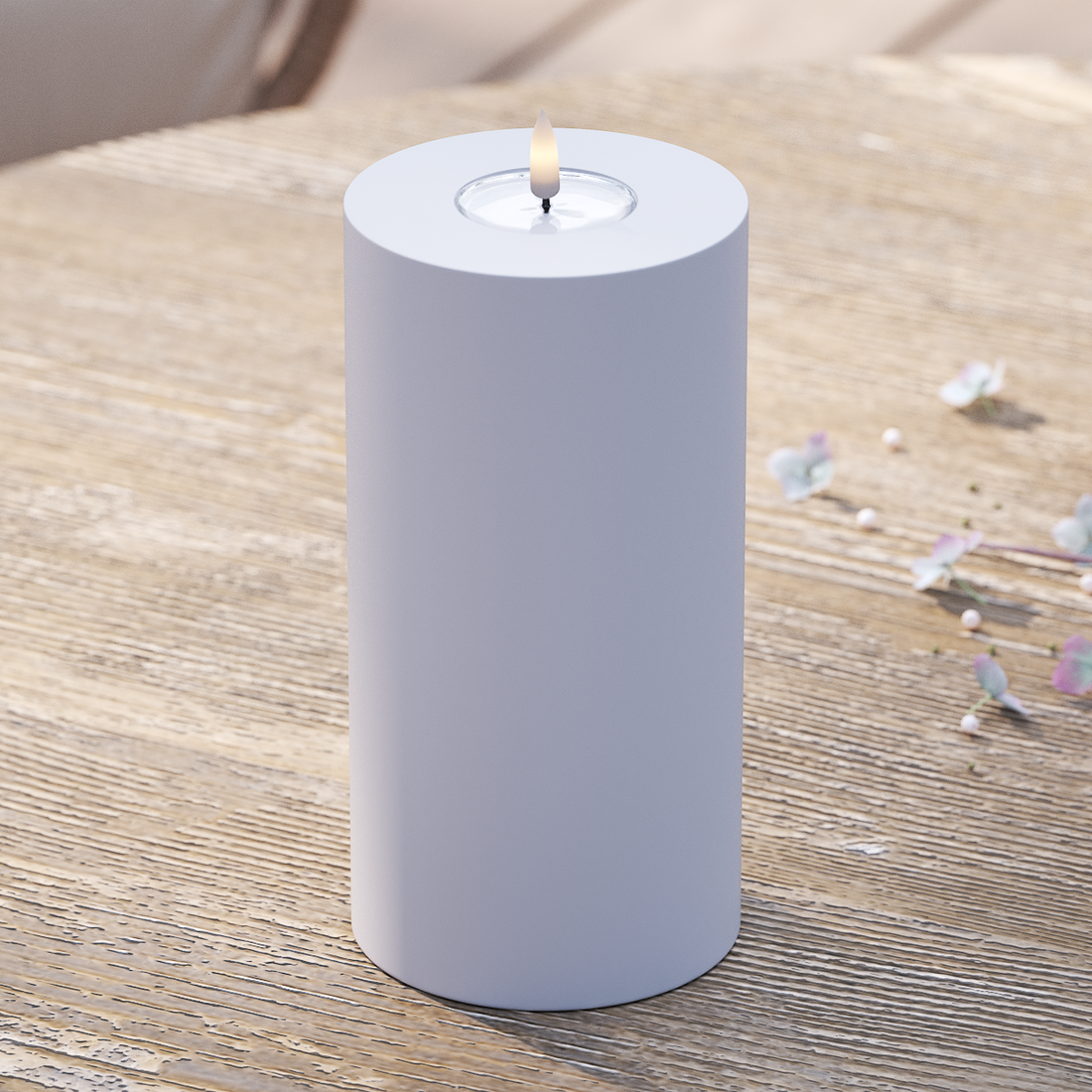 Deluxe Homeart Outdoors LED Pillar candle Ø 10 x 20 cm Dusty Blue LED outdoor light Pillar candle 2