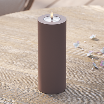 Deluxe Homeart Utendørs LED Blokklys Ø 7,5 x 20 cm Mokka LED utendørs lysblokklys 2