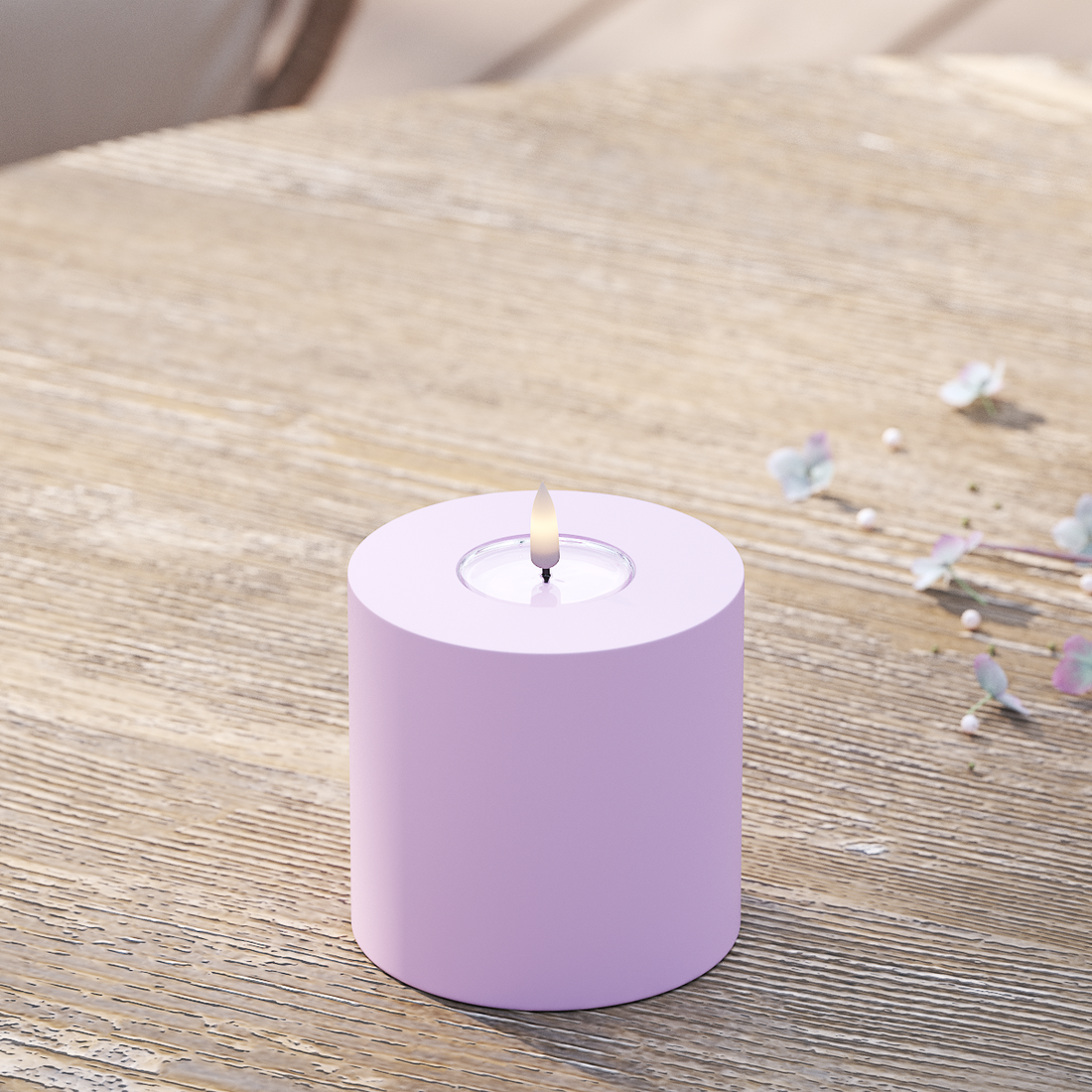 Deluxe Homeart Outdoors LED Pillar candle Ø 10 x 10 cm Lavender LED outdoor light Pillar candle 2