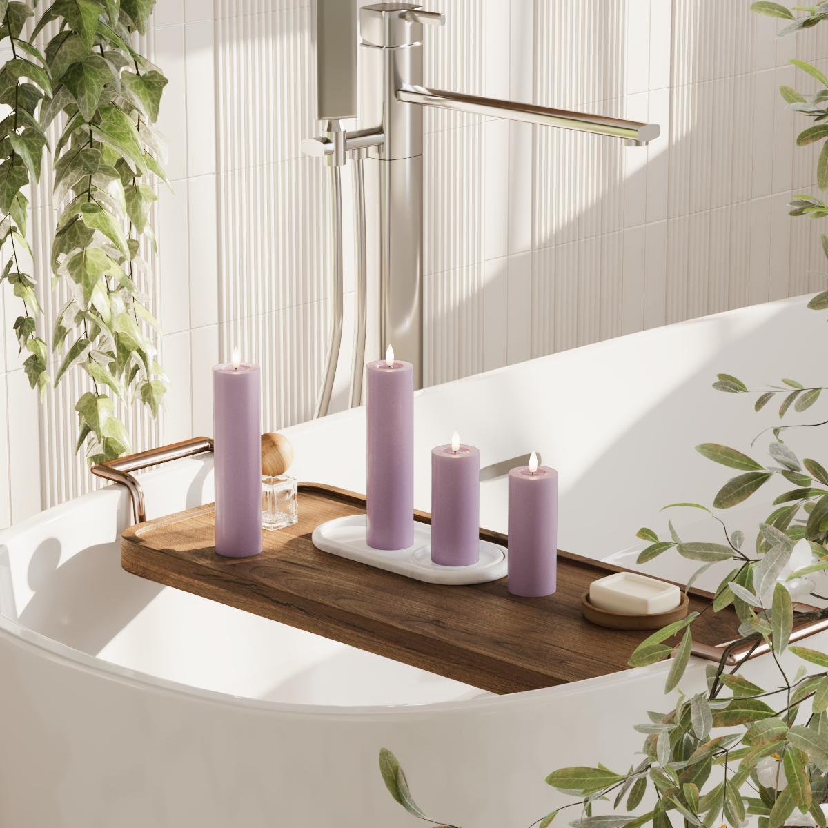 Deluxe Homeart Balíček LED blokových světel - Světle fialová - 2x 5 x 12,5 cm | 2x 5x20 balení 2