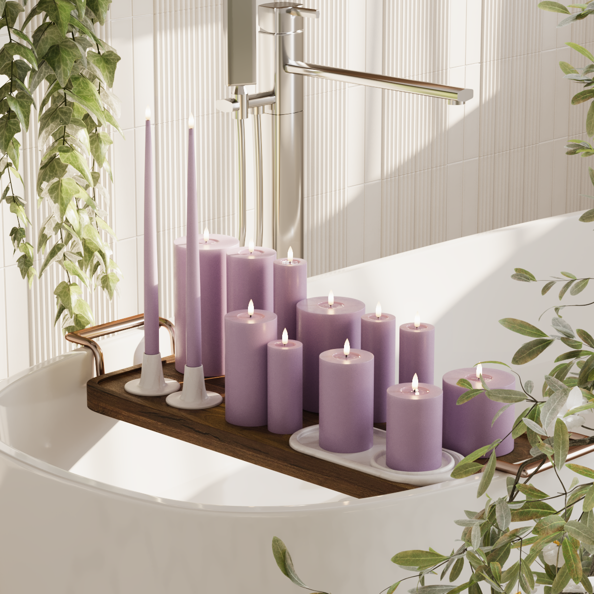Deluxe Homeart LED candle pack - Light Purple - 5 x 10 + 12.5 + 15 + 20 | 7.5 x 10 + 12.5 + 15 + 20 | 5 x 10 + 15 + 20 | 2 pieces 38 cm package 2