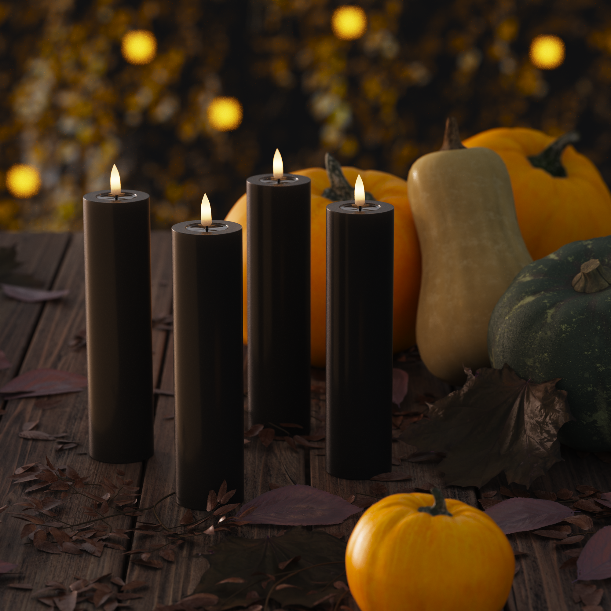 LED Blockljus Ø 5 x 20 cm Svart - 4 st