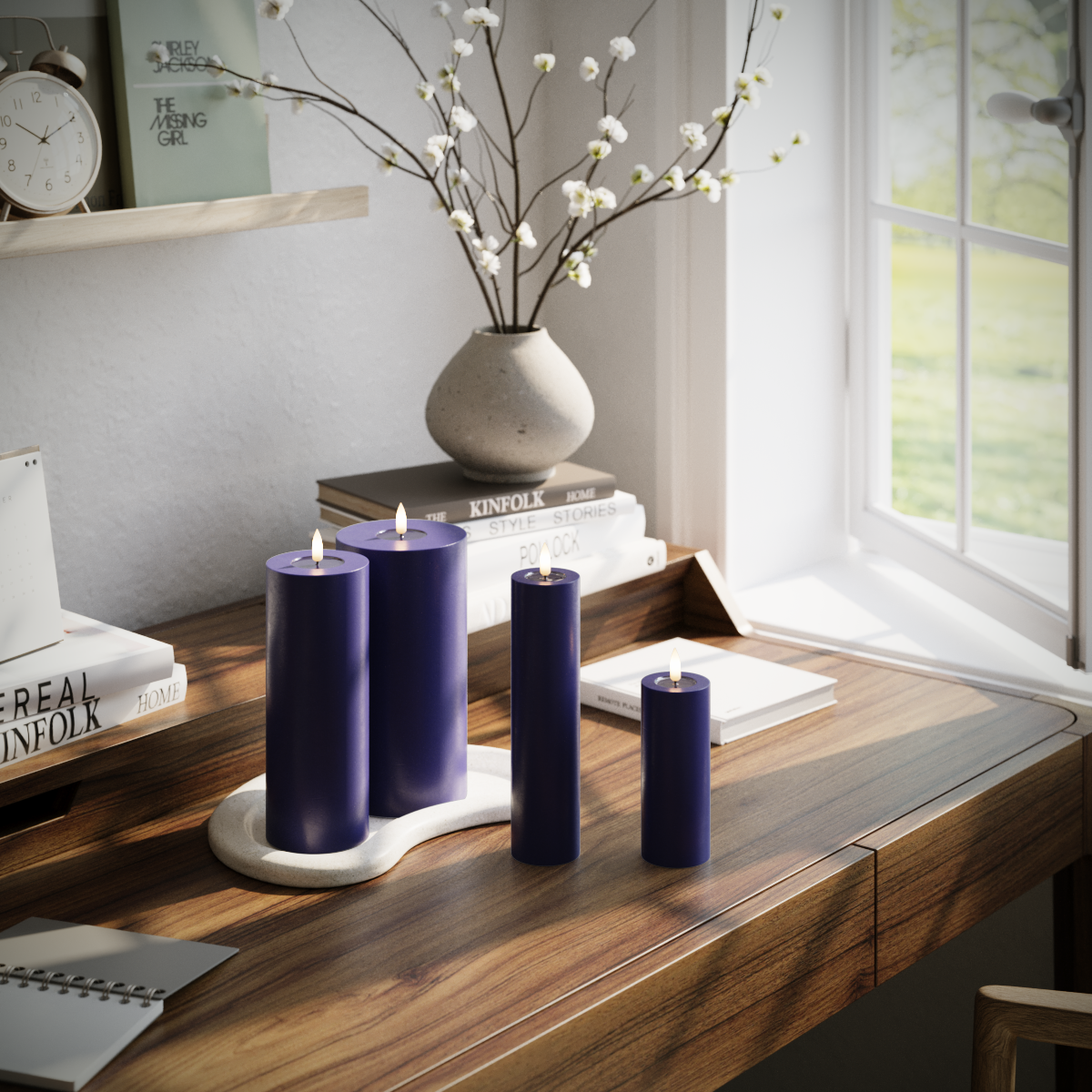 Deluxe Homeart LED Pillar candle package - Royal Blue - 5 x 12.5 + 20 | 7.5 x 20 | 10 x 20 cm package 1