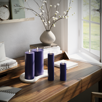 Deluxe Homeart LED Pillar candle package - Royal Blue - 5 x 12.5 + 20 | 7.5 x 20 | 10 x 20 cm package 1