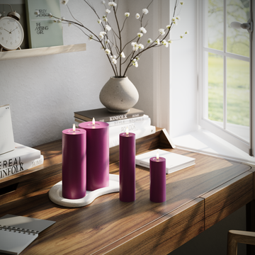 Deluxe Homeart LED Pillar candle package - Violet - 5 x 12.5 + 20 | 7.5 x 20 | 10 x 20 cm package 1
