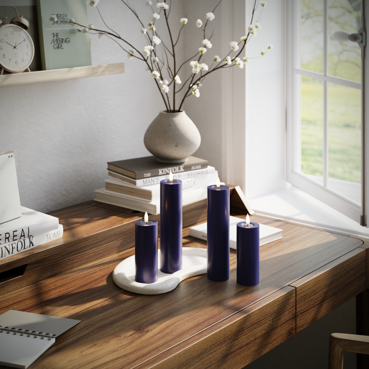 Deluxe Homeart LED Pillar candle package - Royal Blue - 2x 5 x 12.5 cm | 2x 5 x 20 pack 1