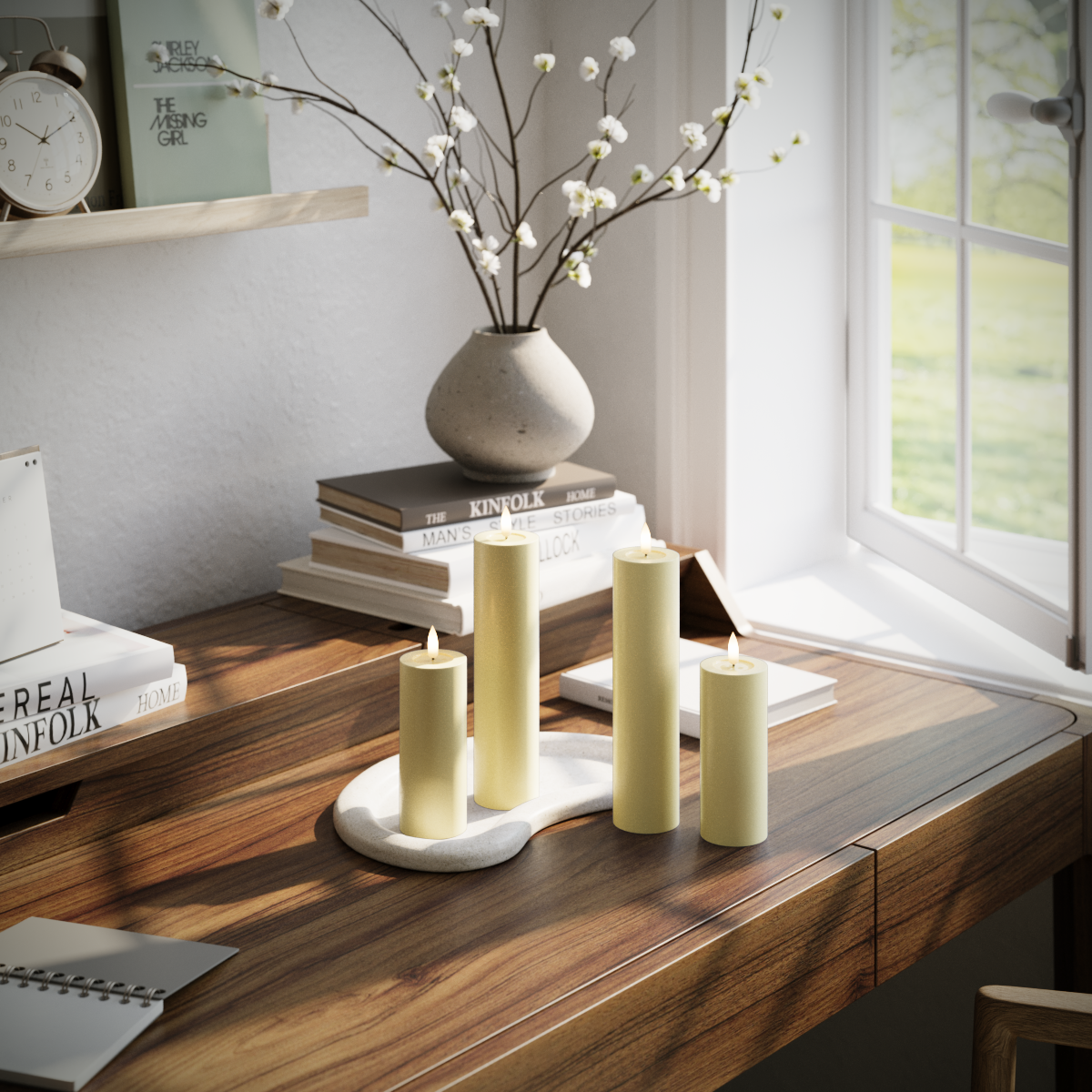 Deluxe Homeart LED blokklyspakke - Lys gul - 2x 5 x 12,5 cm | 2x 5 x 20 pakke 1