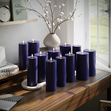 Deluxe Homeart LED blokklyspakke - Kongeblå - 6 x 7,5 x 20 | 6 x 10 x 20 cm pakke 1