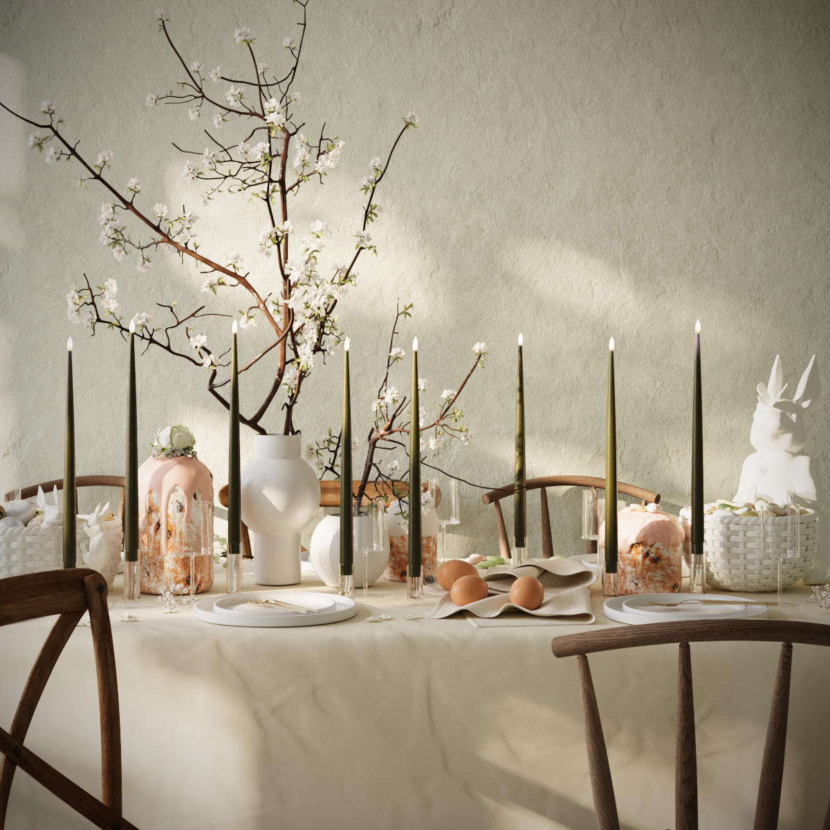 Deluxe Homeart LED Ljus Med Lack paket - Mörkgrön - 8 stycken 38 cm Ljus Med Lack paket 1