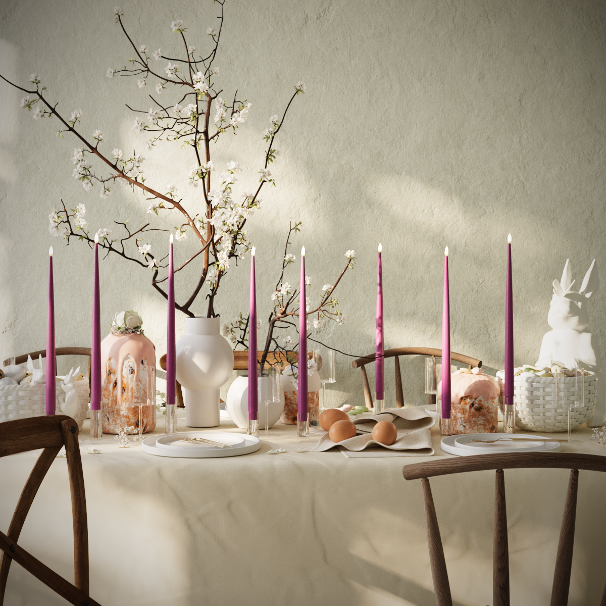 Deluxe Homeart LED Stearinlys pakke - Fiolett - 8 stk 38 cm lys pakke 1