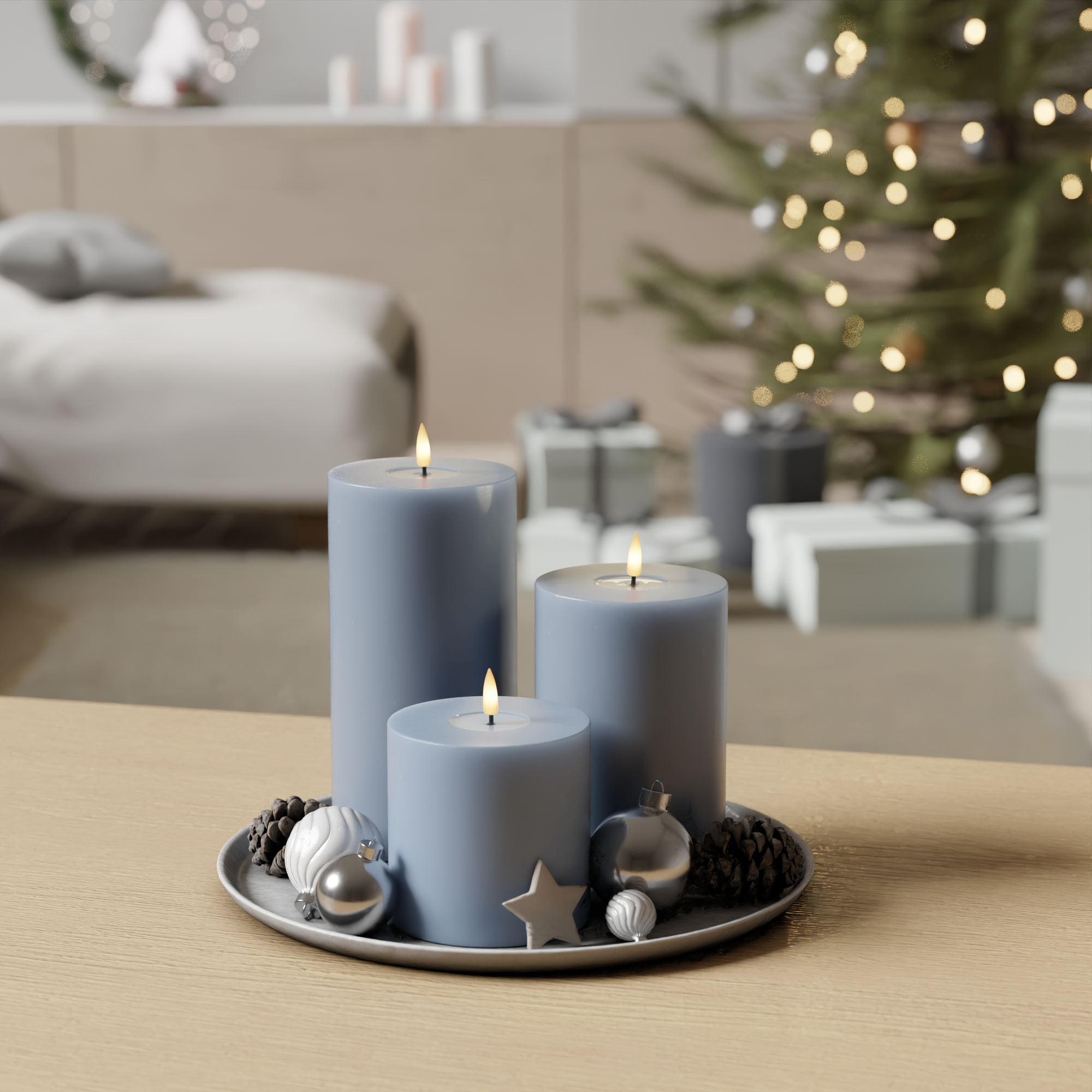 Deluxe Homeart Ice Blue Pillar candle pack 10 x 10, 15, 20 1